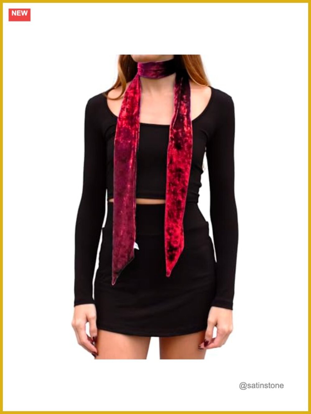 Women's Crushed Velvet Long Skinny Fashion Scarf Lightweight Stretch